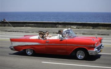 classic car near beach