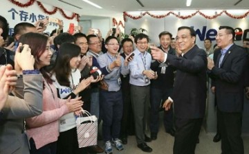 Premier Li Keqiang at the launch of China's first Internet-based bank, WeBank, in January.