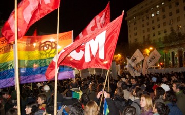 A crowd in support of gay marriage