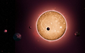 The system Kepler-444 formed when the Milky Way galaxy was a youthful two billion years old. The planets were detected from the dimming that occurs when they transit the disc of their parent star, as shown in this artist's conception.
