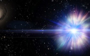 Artist's concept of an exiled star exploding between the empty interstellar region of their host galaxy.