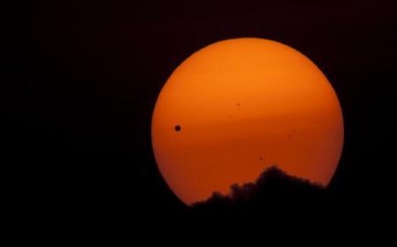 The planet Venus makes its transit across the Sun as seen from Kathmandu, Nepal.