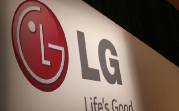 The LG company logo is seen following an event during the annual Consumer Electronics Show.