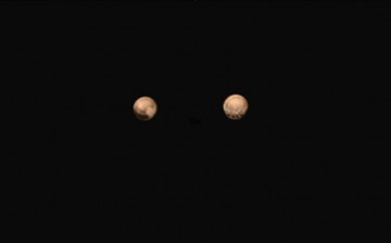 New color images from NASA’s New Horizons spacecraft show two very different faces of the mysterious dwarf planet, one with a series of intriguing spots along the equator that are evenly spaced.