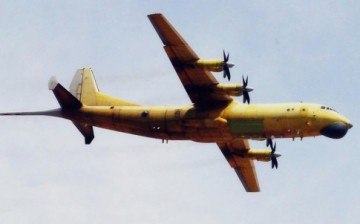 An undated photo of a Y-8 patrol aircraft undergoing a test flight.