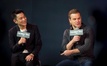Actor Matt Damon speaks next to Hong Kong movie star Andy Lau during a July 2 press conference for their movie 