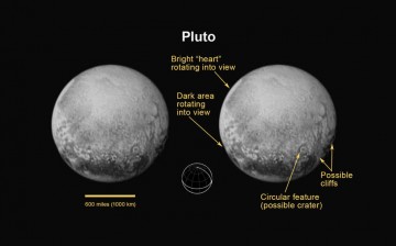 On July 11, 2015, New Horizons captured a world that is growing more fascinating by the day. For the first time on Pluto, this view reveals linear features that may be cliffs, as well as a circular feature that could be an impact crater.
