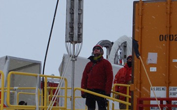UCSC researchers lowered a geothermal probe through a borehole in the West Antarctic ice sheet to measure temperatures in the sediments beneath half a mile of ice.