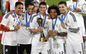 Real Madrid's players won their FIFA Club World Cup final football match against San Lorenzo in December 2014.