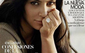 Makeup-free Kanye West's wife Kim Kardashian graces the August issue of Vogue Espana cover.