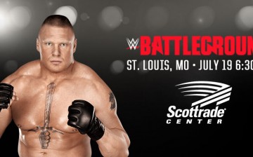 Brock Lesnar on the cover of the WWE Battleground 2015 event scheduled for Sunday July 19. 