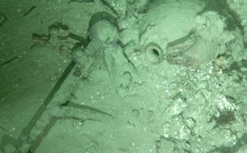 Remnants of the shipwreck in the seabed off of the North Carolina coast.