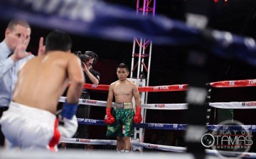 THE HAWAIIAN PUNCH FIGHTS ON. Brian Viloria sends Omar Soto to the canvas with a right hook.