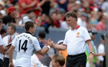 Manchester United manager Louis van Gaal and forward Javier 