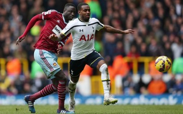 Tottenham's Danny Rose (R) in action with West Ham's Cheikhou Kouyate.