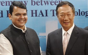 Founder and chairman of Foxconn Technology Terry Gou with Maharashtra Chief Minister Devendra Fadnavis at an MoU signing ceremony in Mumbai on Saturday, July 8.