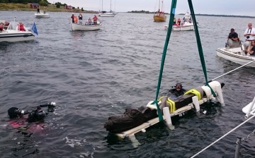 A wooden sea monster was taken to the surface from a 15th century warship called Gribshunden.