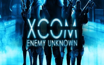 A photo showing a promotional poster for the video game XCOM: Enemy Unknown.