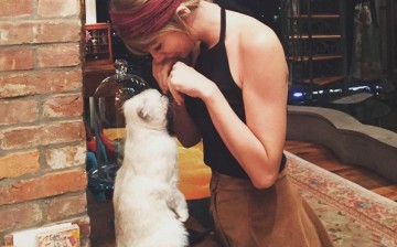 Taylor Swift playing with her cat, a photo she uploaded on Instagram.