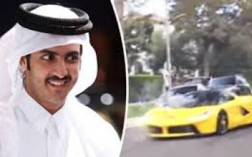 A photo showing Sheik Khalid bin Hamad Al-Thani and the yellow Ferrari he allegedly used to drag race. 