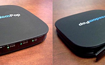 A photo of a FreedomPop hotspot device.