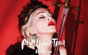 A sword appears to be piercing Madonna in a promotional poster for her 10th worldwide concert tour.