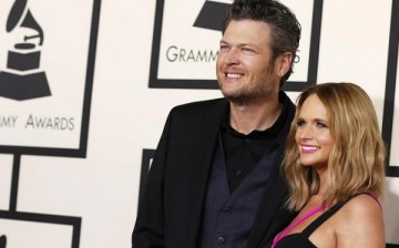 In happier times : Blake Shelton and Miranda Lambert at the 57th annual Grammy Awards in Los Angeles