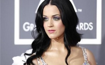 Katy Perry poses at the 53rd annual Grammy Awards in Los Angeles