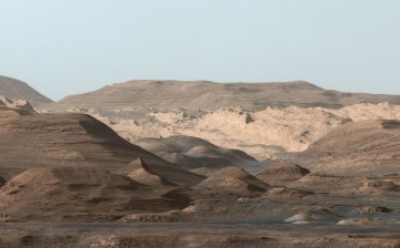 This composite image looking toward the higher regions of Mount Sharp was taken on September 9, 2015, by NASA's Curiosity rover.