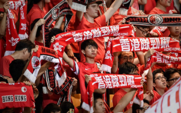 Hong Kong football fans during the 2018 World Cup football qualifying match between Hong Kong and Qatar in Hong Kong.