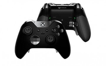 A photo showing the front and rear side of the Xbox Elite Controller.
