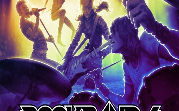A promotional poster for the Rock Band 4 video game.