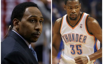 Stephen A. Smith and Kevin Durant.