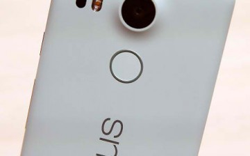 The new Nexus 5X phone is displayed during a Google media event on September 29, 2015 in San Francisco, California.