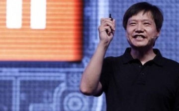 Lei Jun speaks to the crowd during the launch of a Xiaomi smartphone in India.