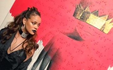 Rihanna uncovered her new album 'ANTI' and the cover art in Los Angeles