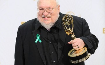 George R.R. Martin poses in the press room at the 67th annual Primetime Emmy Awards
