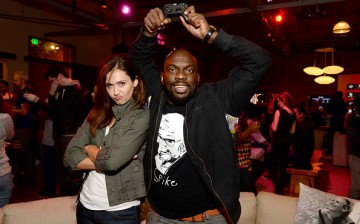 Nerdist's Jessica Chobot and actor Omar Dorsey attend the Mortal Kombat X Tournament at The Microsoft Lounge on April 13, 2015 in Venice, California. 