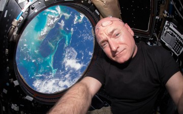 In this July 12 photograph, Kelly is seen inside the Cupola, a special module which provides a 360-degree viewing of the Earth and the space station.