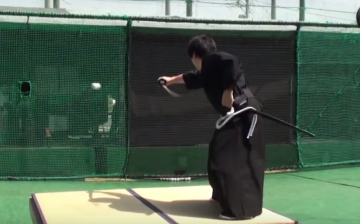 Samurai Slices Baseball With Impossible Precision Coming at 100 Miles Per Hour