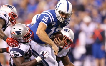 Indianapolis Colts quarterback Andrew Luck (#12) against the New England Patriots.