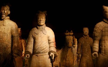 Terracotta warriors on display at the British Museum in London. 