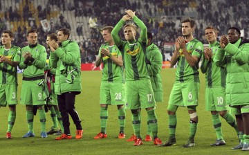 Borussia Monchengladbach players salute the fans after their goalless draw with Juventus in a recent UEFA Champions League match.