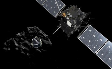 A handout artist impression showing lander Philae separating from the Rosetta spacecraft and descending to the surface of comet 67P
