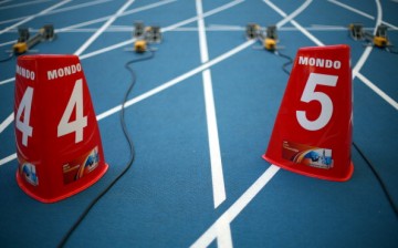 Track and lane markers at the Luzhniki Sports Complex in Moscow, Russia, taken on Aug. 9, 2013. 