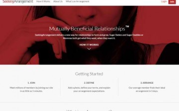 A screenshot of SeekingArrangement.com says that it is in the business of creating 