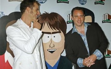 Matt Stone and Trey Parker, creators of the television animated series ''South Park'', arrive for the South Park The Tenth Season party in Los Angeles.