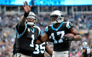 Carolina Panthers quarterback Cam Newton (#1) and wide receiver Devin Funchess (#17).