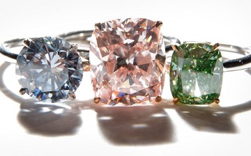 A collection of rare diamond rings is displayed at Sotheby's in London, England, in this Oct. 22, 2009 photo.