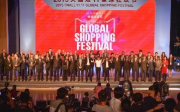 Alibaba founder and CEO Jack Ma and partners kick off this year's Singles' Day, which reached a record-breaking sale of $14 billion.